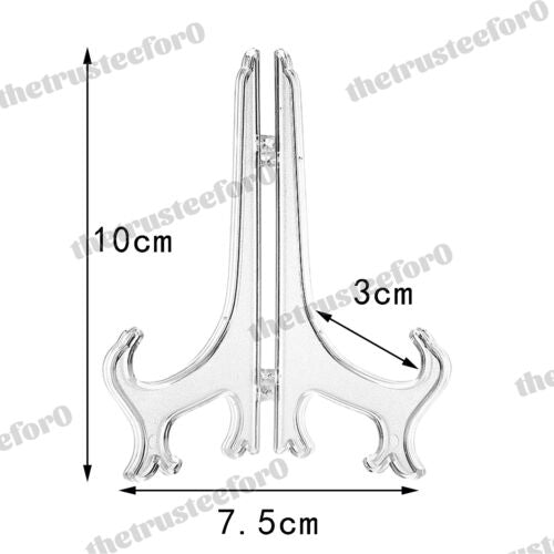 10X 5 Sizes Clear Plastic Display Plate Stand Easel Photo Picture Bowl Holder