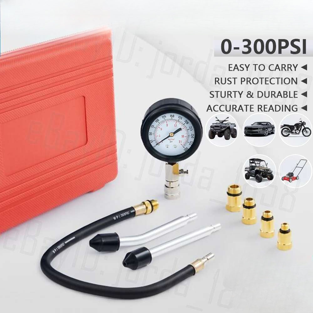 Petrol Engine Compression Tester Kit Tool Set For Automotives Motorcycle 300 PSI