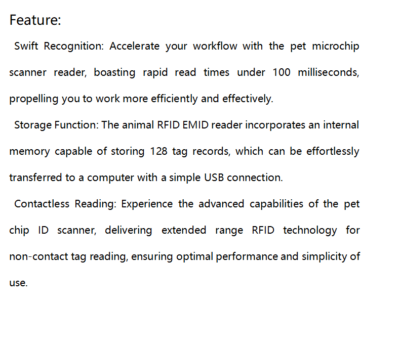 Handheld Pet Microchip Scanner Readers EMID FDX-B(ISO11784/85) Pet Tag Scanner