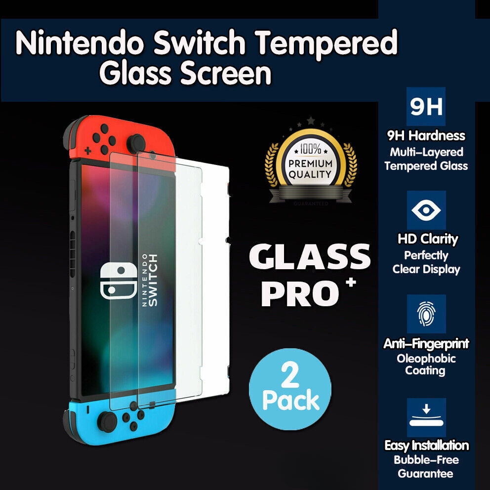 2x For Nintendo Switch Screen Protector 9H Full Cover Tempered Glass