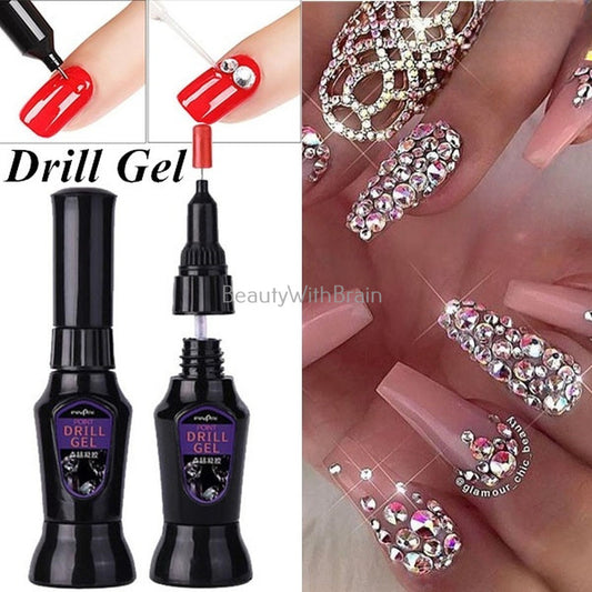 10ML Nail Art Rhinestones UV Gel Glue Drill Gel Sticky Crystal Gems-Diamond deco