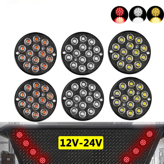 6pcs 3" LED Round Tail Lights Turn Signal Brake Reverse Blinker Trailer Truck Ute ATV