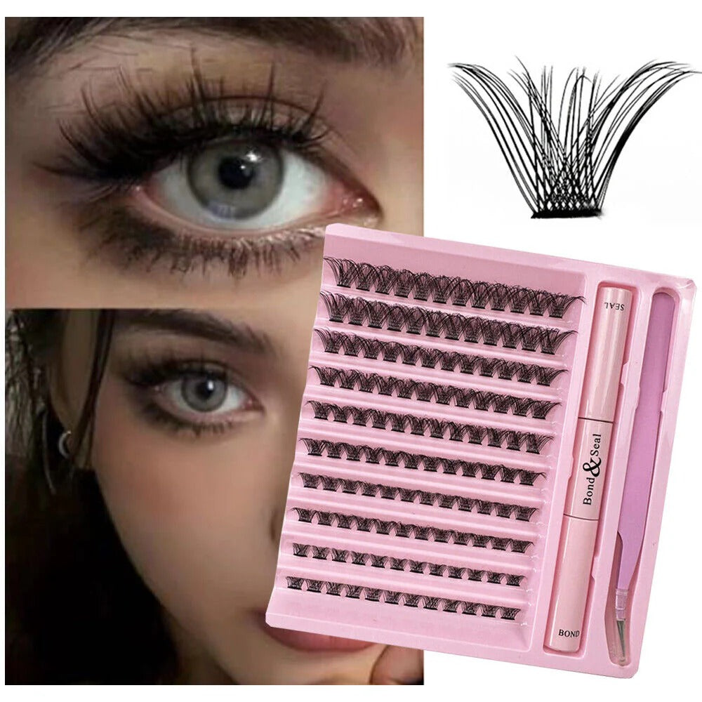 KevKev Lash Extension Kit 120Pcs DIY Lash Extension Kit Lash Clusters Lash Bond