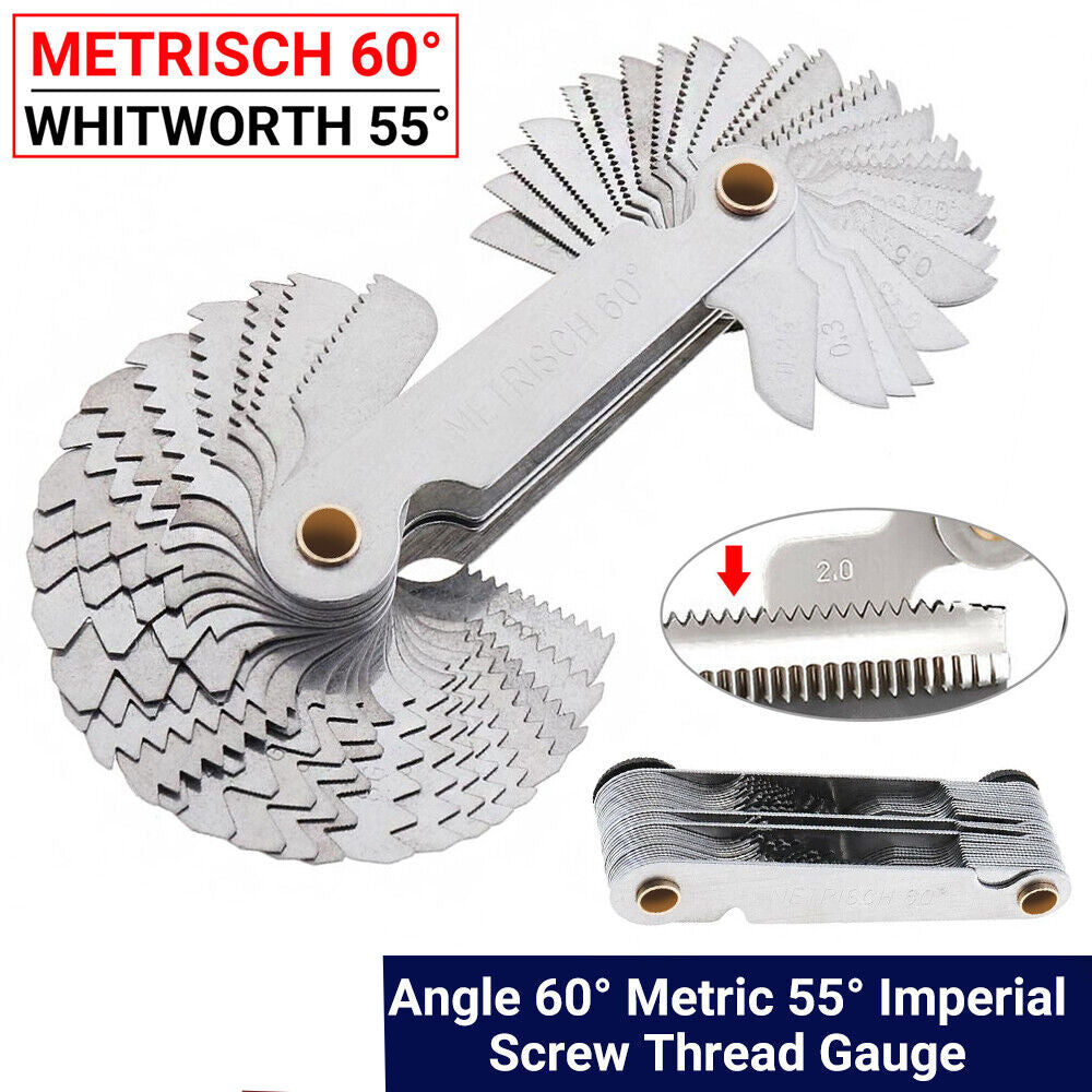 52 Blades Screw Thread Gauge Angle 60° Metric 55° Imperial Tap Pitch Inspection