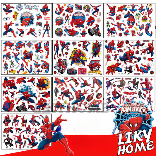 Kids Tattoo Sticker Super Hero Temporary Spiderman Cartoon Supplies Body Art