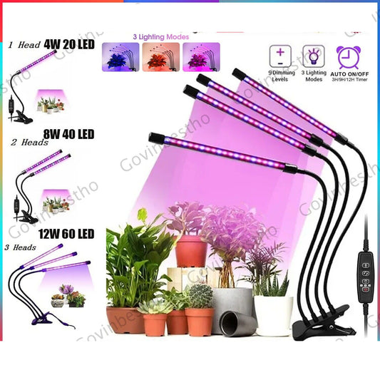 LED USB Plant Grow Light Indoor Growing Lamp Full Spectrum Dimmable 1/2/3/4 Head