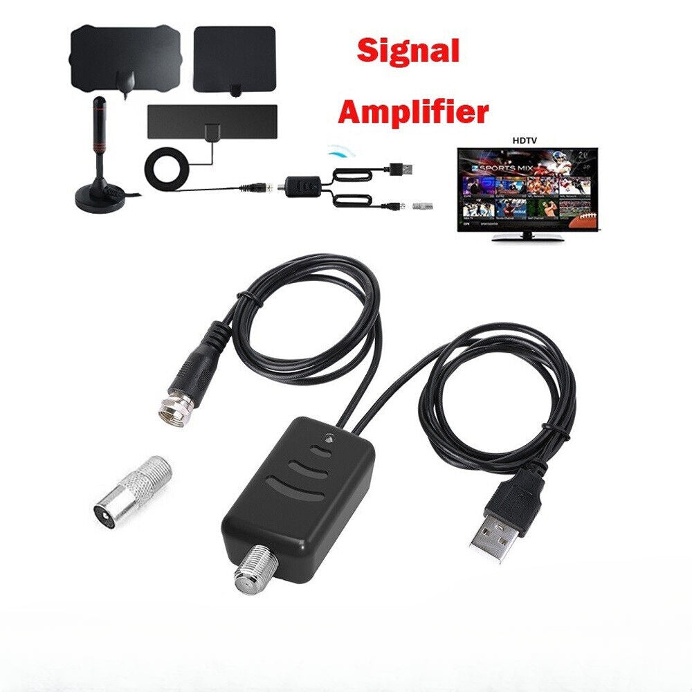 Indoor HDTV DTV Digital TV Antenna Amplifier Signal Booster Cable TVFox Adapter