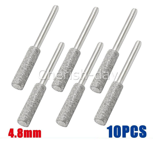 X10 4.8MM Diamond Chainsaw Sharpener Sharpening Stone Grinding File Tool Silver