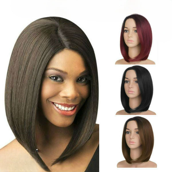 Womens Short Straight Wigs Synthetic Cosplay Bobo Heat Resist Party Dress Full