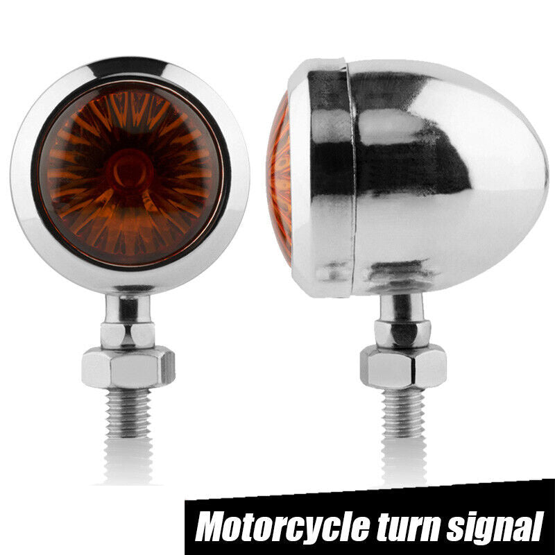 4x Universal Motorcycle Bullet Turn Signal Amber Indicators Blinkers Lamp Chrome