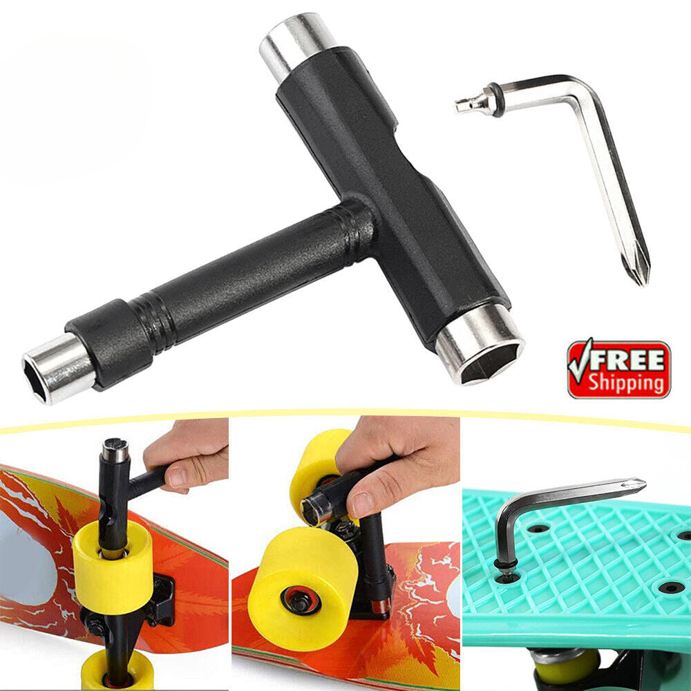 Roller Skate T-Type Longboard Screwdriver Spanner Tool Mini Skateboard Wrench