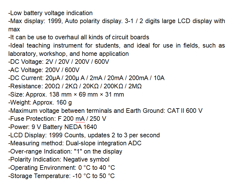 LCD Digital Multimeter AC/DC Electrical Meter Voltmeter Current OHM Multi Tester