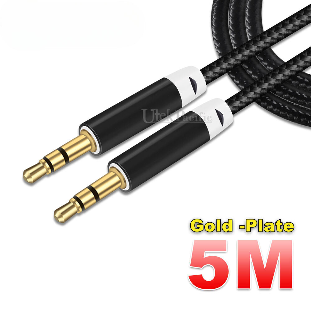 2X Long AUX Cable 3.5mm Stereo Audio Input Extension Male to Male Auxiliary Cord