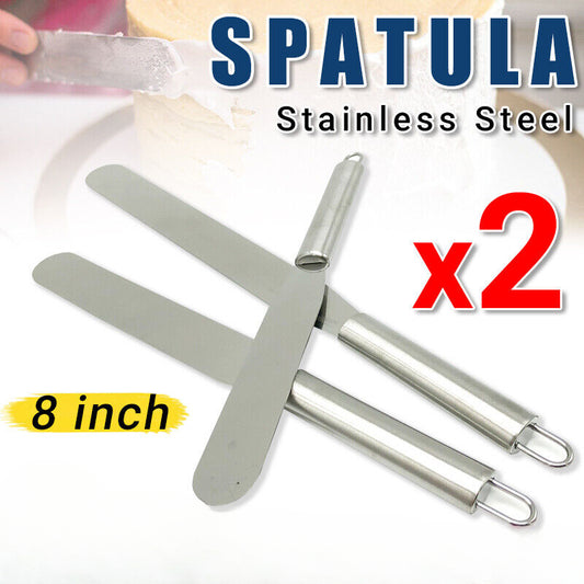 2x Stainless Steel Butter Cake Cream Blade Spatula Spreader Fondant Pastry Tool