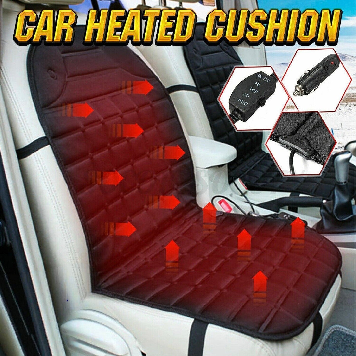 Heated Car Seat Cover Auto Warmer Cushion 12V Universal Winter Heated Seat Pad