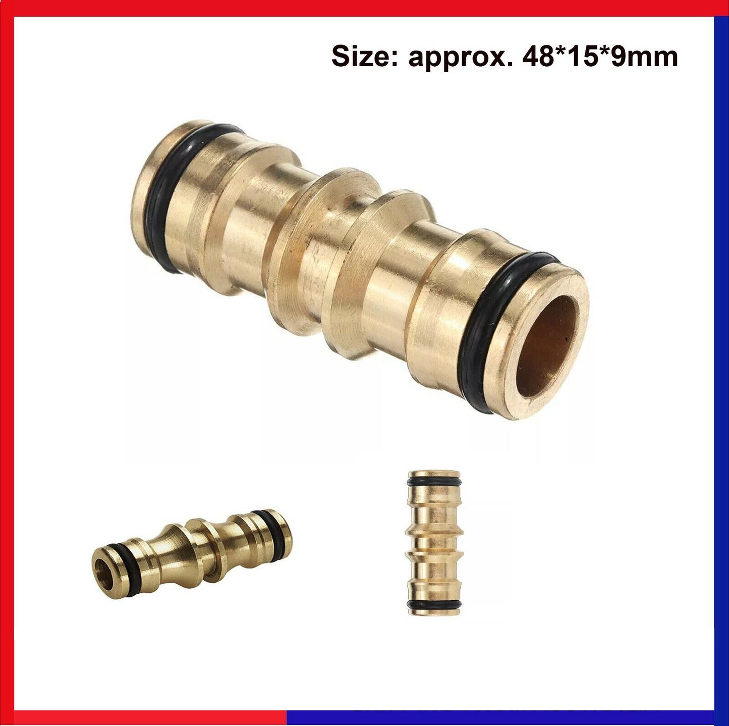 Garden Hose Connector Brass Copper Adapter Joiner 2 Way Fitting Male 48x15x9mm