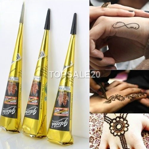 Natural Herbal Heena Mehndi Cones Temporary Tattoo Kit Body Henna Mehandi