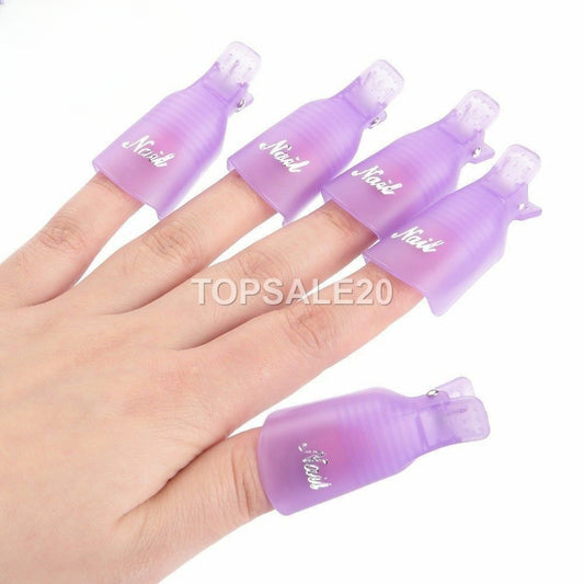 10PCS Plastic Nail Soak Off UV Gel Art Polish Remover Wrap Clip Cap