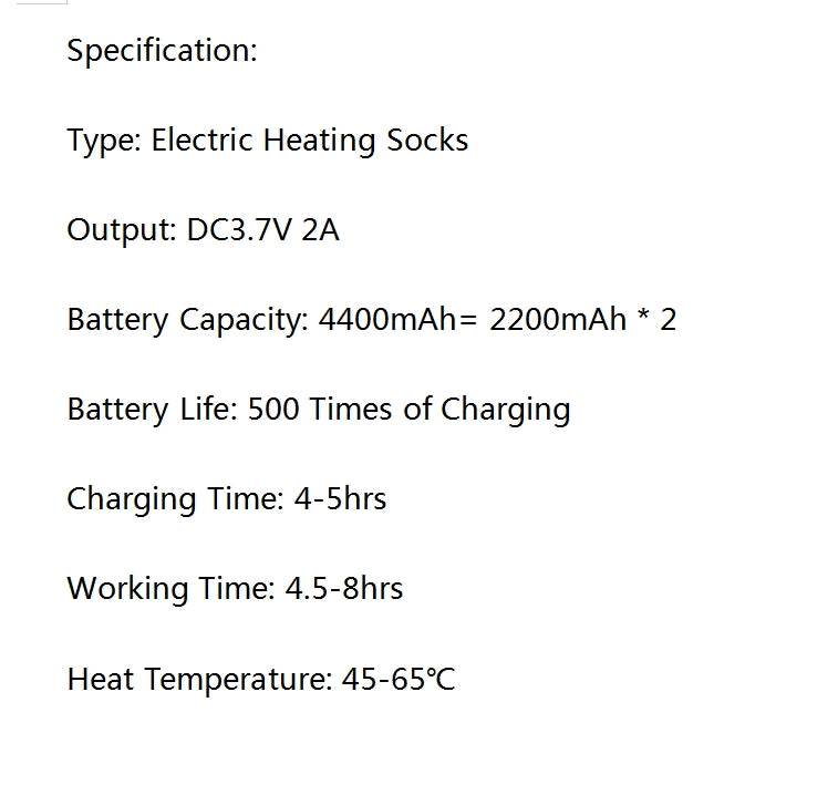 Winter Electric Heated Socks Boot Feet Warmer USB 4000mAh Rechargable Battery