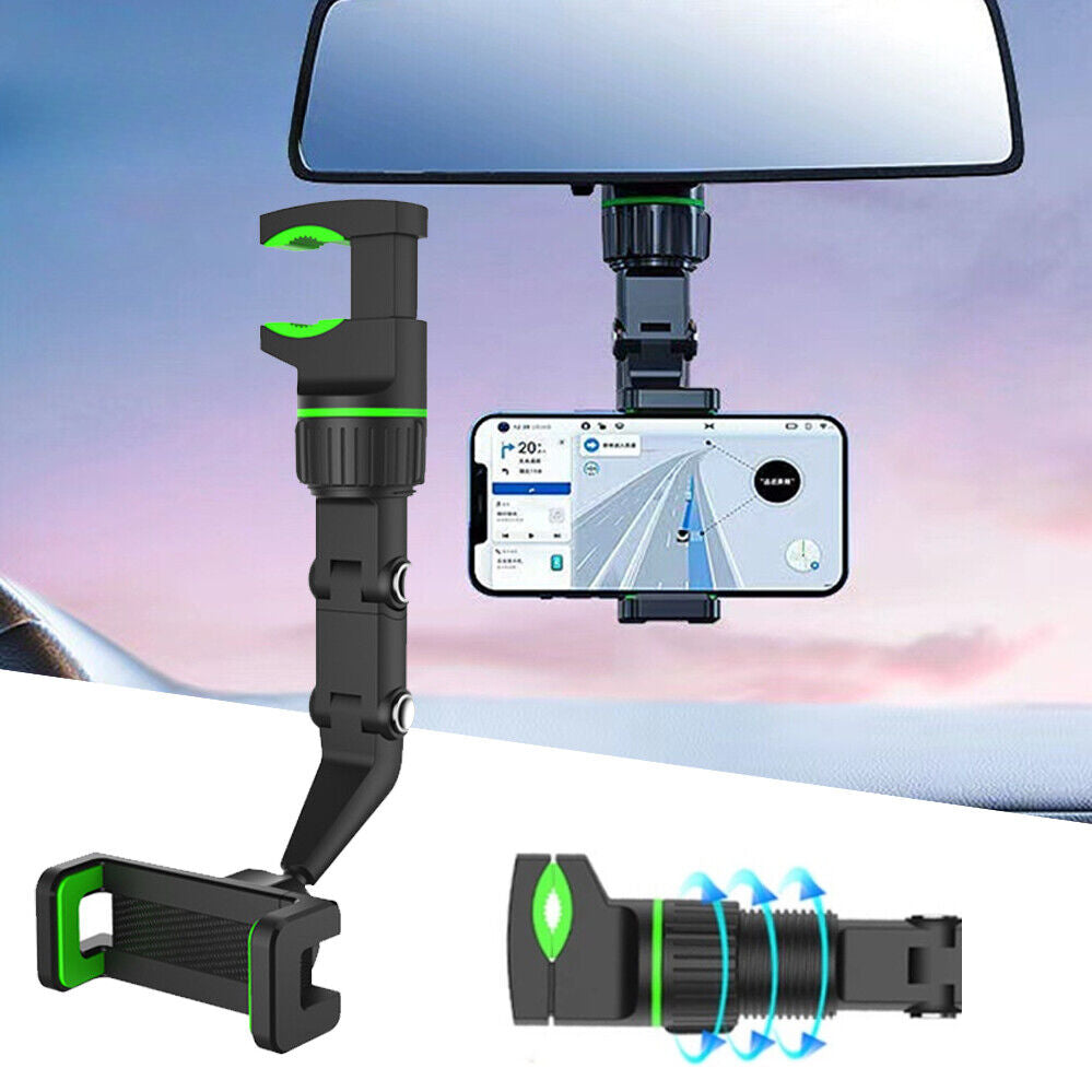 360° Rotate Cradle Mount Rear View Mirror Car Phone Holder GPS Stand Universal