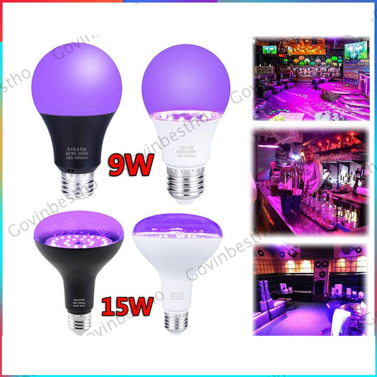 4pcs E27 UV Black Light Bulb LED Blacklight Flood Light Bulb Fluorescent Poster 9W15W