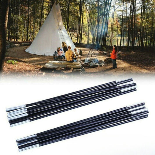 2X 6 Sections Outdoor Camping Foldable Fiberglass Rod Tent Pole Replacement 3.2m