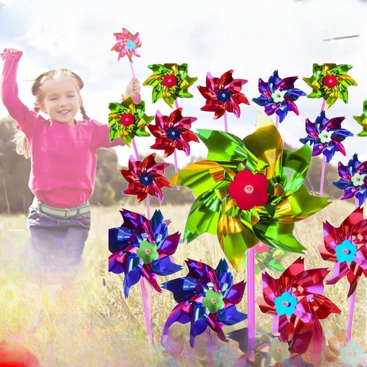 100X Plastic Windmill Pinwheel Wind Spinner Kids Toy Lawn Garden Party Decor