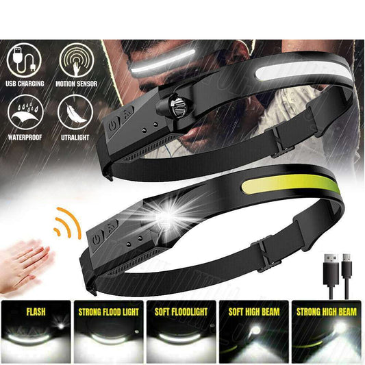 3x Waterproof COB Headlamp Night Buddy LED Motion Sensor Head Torch Headlight