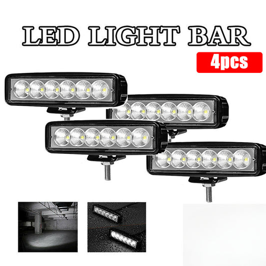 4PCS 6 inch CREE FLOOD LED Light Bar Work Reverse DRL Ute Driving Bars