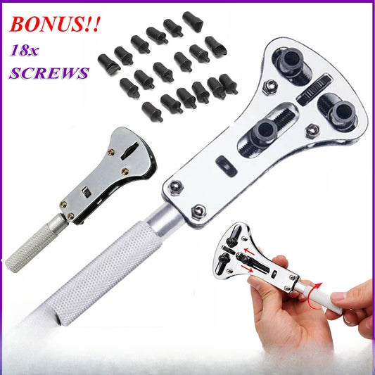 Best Watch Repair Back Case Opener Wrench Screw Cover Remover Tool Kit+18x Screw