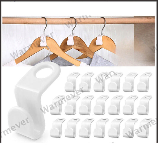 50x Wardrobe Stacks Clothes Hanger Hooks Space Saver Coat Hook Closet Hanger