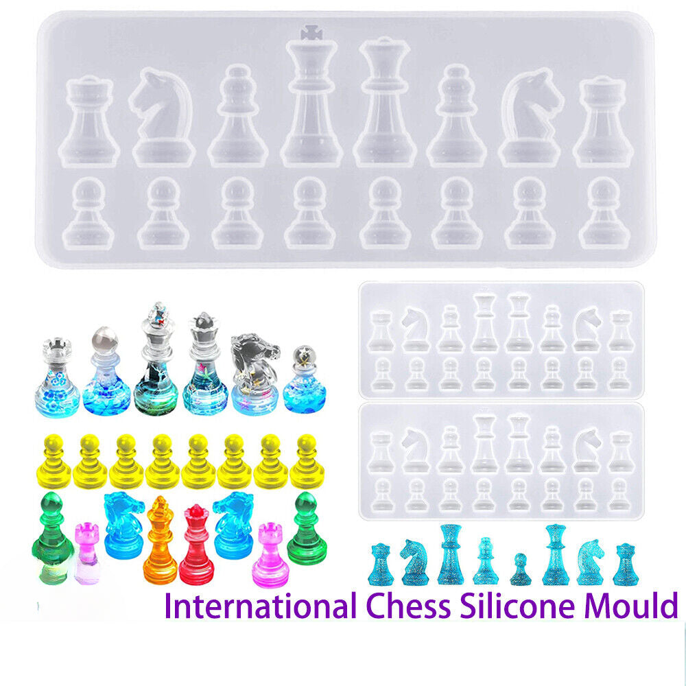 International Chess Checkers Silicone Mould Resin Epoxy Casting DIY Mold Tool