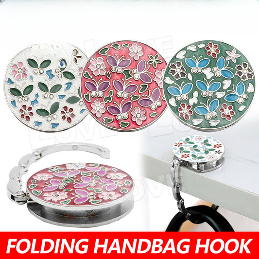 Floral Round Foldable Table Hook Bag Handbag Hanger Holder Tote Purse Metal花卉圆形可折叠桌钩包手提包衣架托特包钱包金属