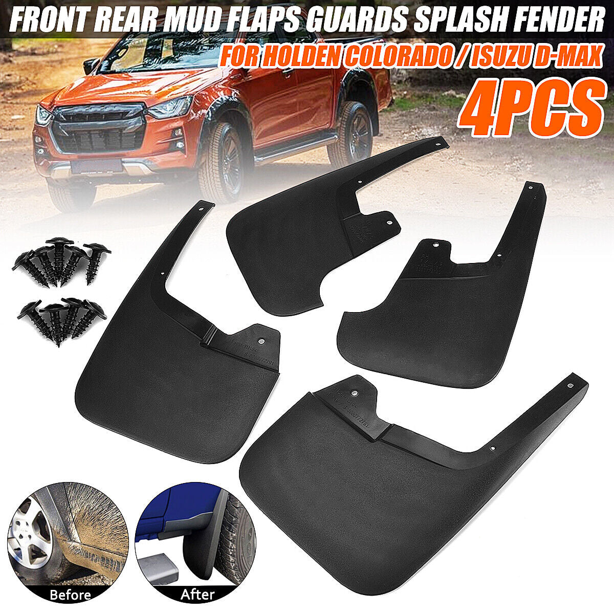 Mud Flaps For Holden Colorado RG 7 Isuzu Dmax Splash Guards Mudguards Mudflaps