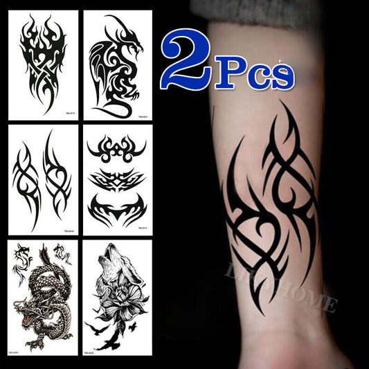 2X Temporary Tattoo Sticker Totem Waterproof Fake Tattoos Removable Body Art TBS