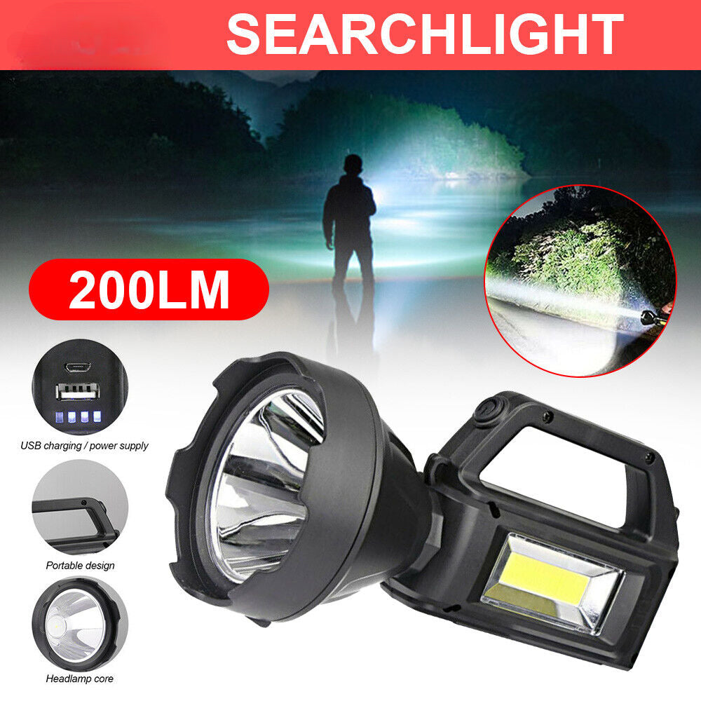 Solar LED Searchlight USB Rechargeable Spotlight Flashlight Torch Strobe Lights