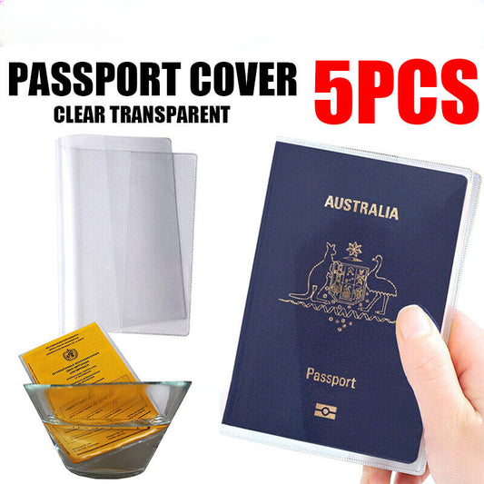 5X Passport Cover Transparent Protector Travel Clear Holder Organizer Wallet