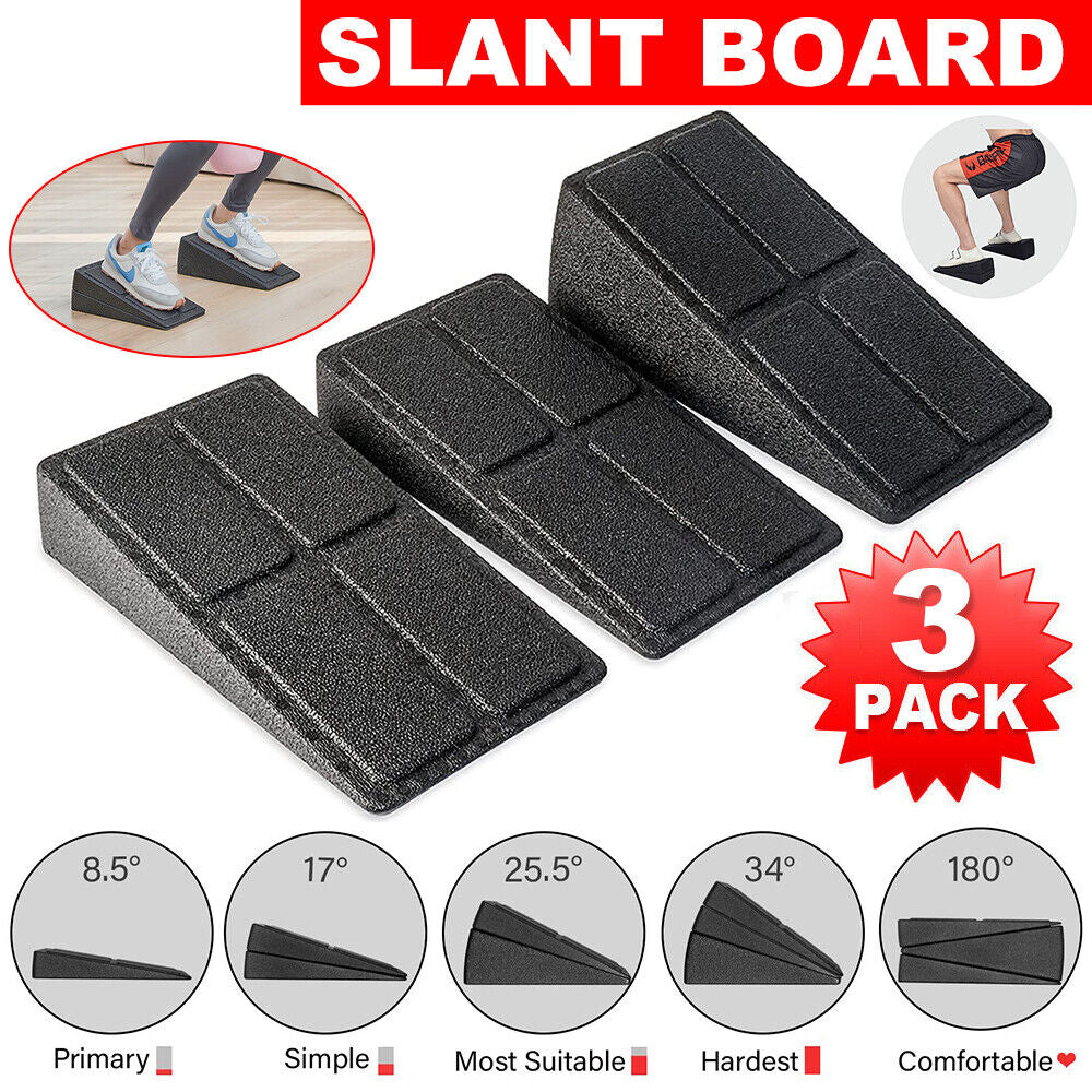 3X Wedge Stretch Slant Board Set Squat Slanting Yoga Block Exercise Gym Fitness