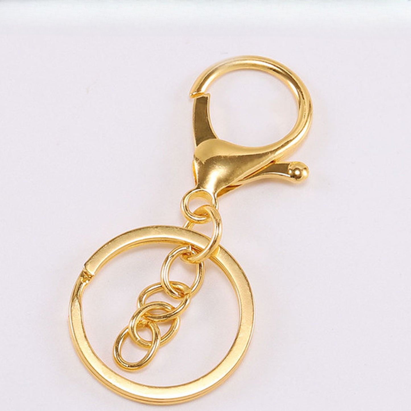 50X Key Ring Swivel Lobster Clasp Trigger Clip Keychain Split Ring DIY Champagne