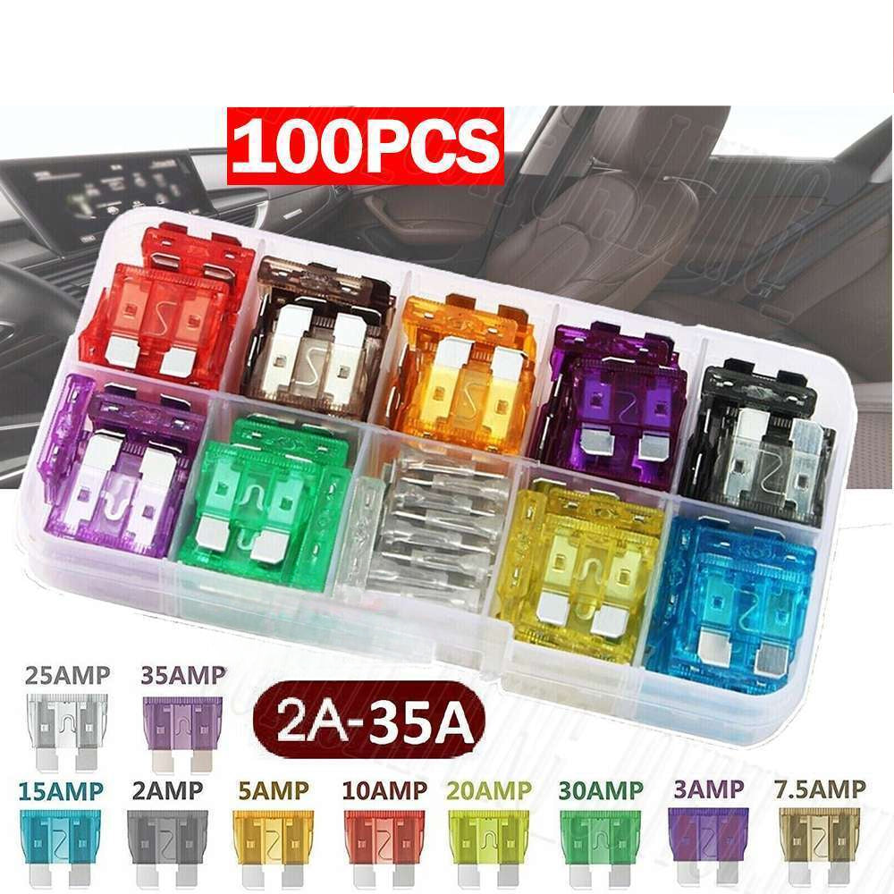 100pcs Car Blade Fuses Assortment Assorted Kit Blade Set Auto Truck Automotive