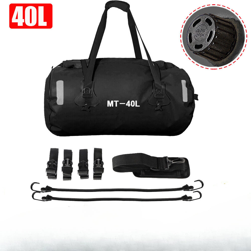 Motorcycle Waterproof Tail Bag Travel Outdoor Luggage Rear Carry Bag 40L Black