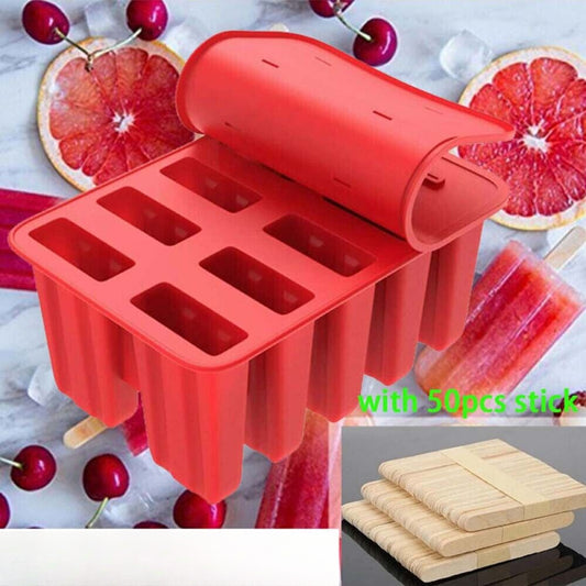 Silicone Ice Mould Cream Block Molds icy Pole Jelly Pop Popsicle Maker 10 Frozen