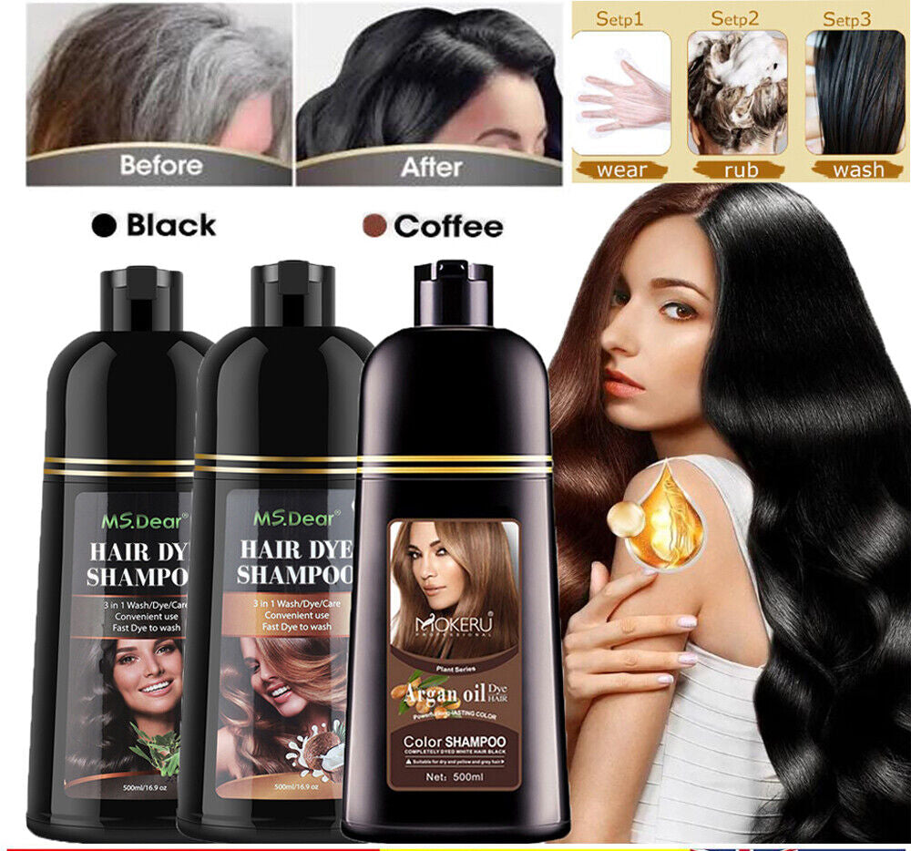 500ml Permanent Instant Hair Dye Color Shampoo MOKERU Argan Oil Hair Coloring