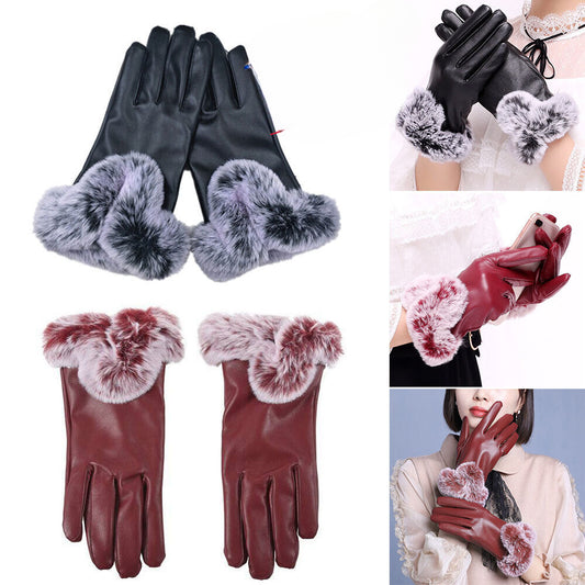 Leather With Velvet Lining Soft Gloves Quality Driving Warm Gloves Ladies Winter