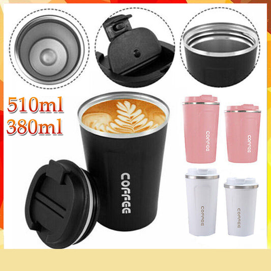 Insulated Reusable Coffee Mug Vacuum Travel Cup Thermal Stainless Steel Flask