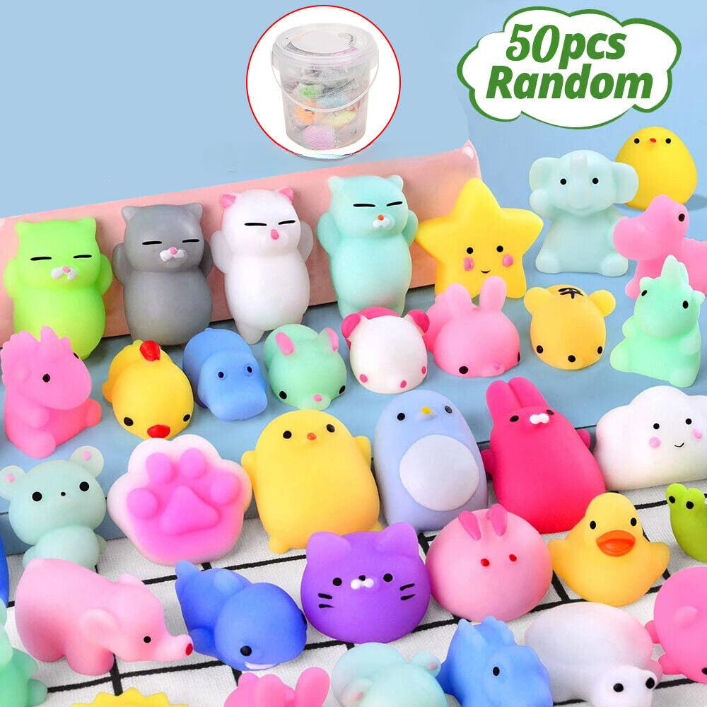 50x Cute Mini Animal Squishies Kawaii Mochi Squeeze Toys Stretch Stress Squishy