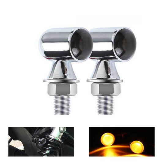 2x Mini Indicator Motorcycle LED Turn Signal Light Chrome For Bobber Cafe Racer