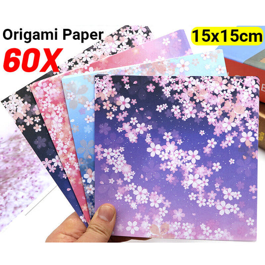 60x Japanese Square Folding Origami Craft Paper Sakura Mix Patterns 15cm x 15cm