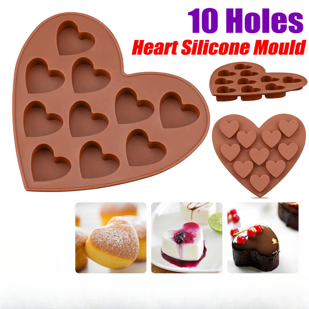 Love Heart Silicone Mould Ice Cube Tray Jelly Chocolate Cookie Cake Baking Mold