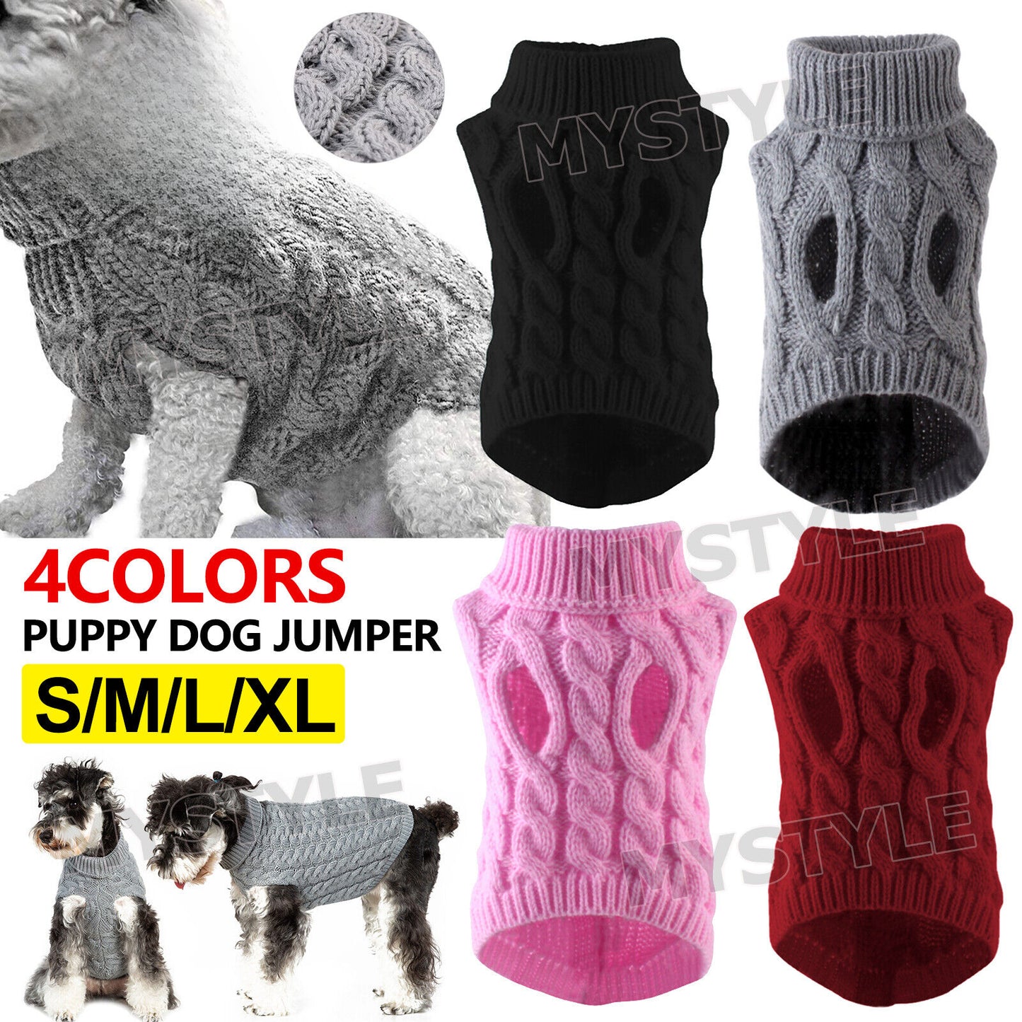 Winter Knitted Puppy Dog Jumper Warm Sweater Pet Clothes Small Dogs Coat Thermal